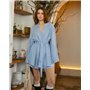 Жіночий костюм "Geneva" тканина льон Блакитний в смужку 5264 QC фото - Luxbikini