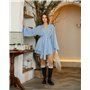 Жіночий костюм "Geneva" тканина льон Блакитний в смужку 5264 QC фото - Luxbikini