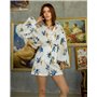 Жіночий костюм "Milano" тканина льон Листя на білому 5252 QC фото - Luxbikini