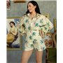 Жіночий костюм "Milano" тканина льон Листя на жовтому 5250 QC фото - Luxbikini