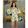 Жіночий костюм "Milano" тканина льон Листя на жовтому 5250 QC фото - Luxbikini