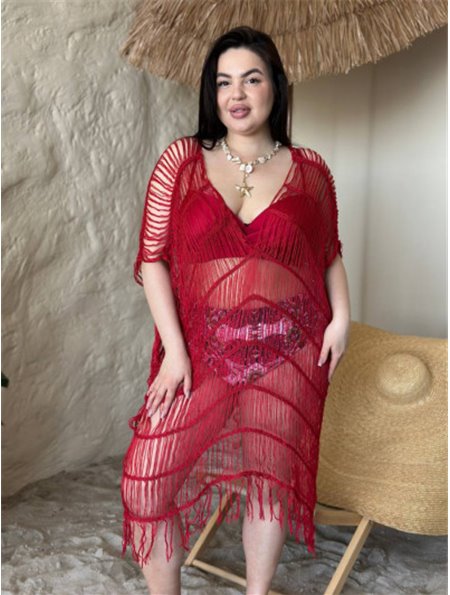 Жіноча бордова пляжна туніка PLUS SIZE 159971111 Ghazel фото - Luxbikini