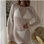 Напівпрозора пляжна біла сукня-туніка мушлями 159491111 Ghazel фото - Luxbikini