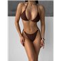 Роздільний купальник трійка з накидкою, коричневий  2991/112-S  фото - Luxbikini