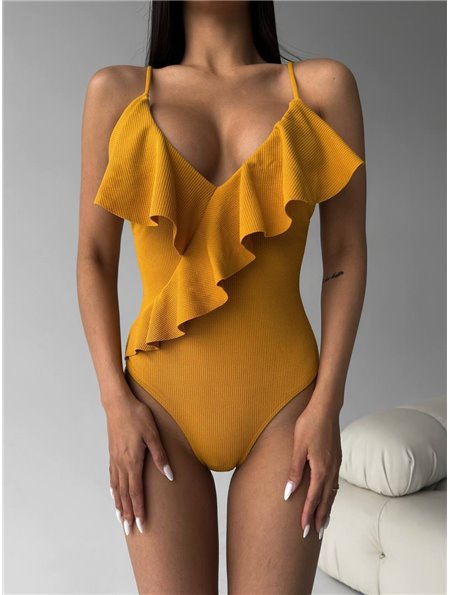 Суцільний купальник з воланом у рубчик 1278/79-S Domino фото - Luxbikini