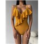 Суцільний купальник з воланом у рубчик 1278/79-S Domino фото - Luxbikini