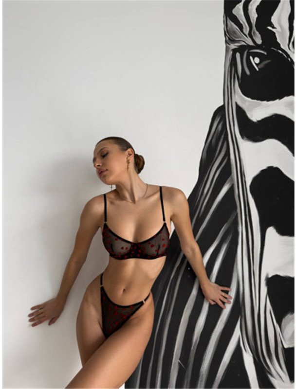 Чорна спокуслива білизна в червоне сердечко 117521111 Ghazel фото - Luxbikini