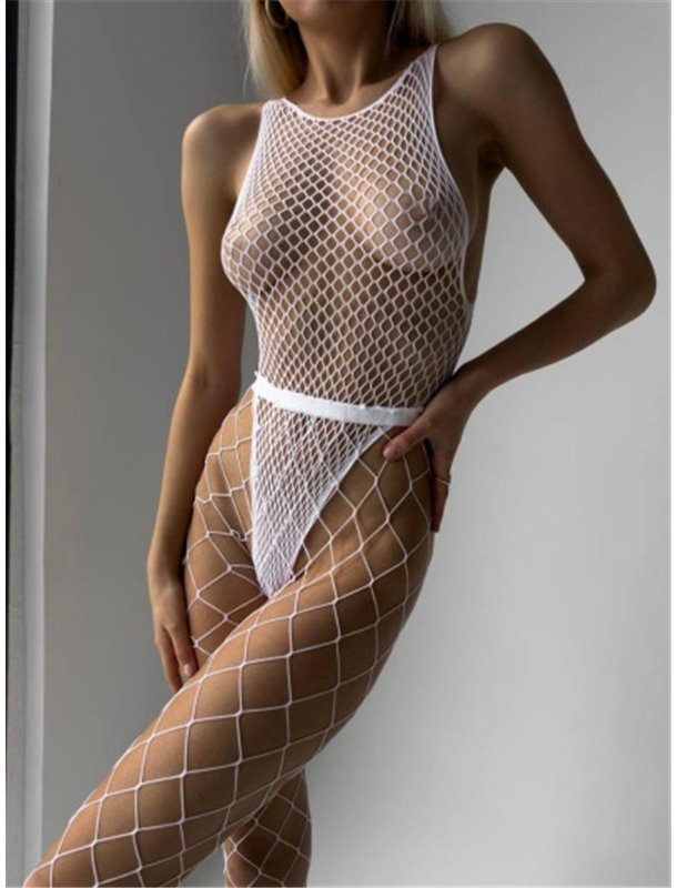 Жіночий боді бодістокінг сітка білий 102111111 Ghazel фото - Luxbikini