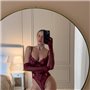 Бордовий спокусливий боді з рукавичками 157111111 Ghazel фото - Luxbikini