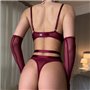 Бордовий спокусливий боді з рукавичками 157111111 Ghazel фото - Luxbikini