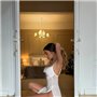 Білий спокусливий пеньюар сорочка з сіточки та мереживом 114671111 Ghazel фото - Luxbikini