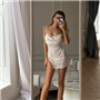 Білий спокусливий пеньюар сорочка з сіточки та мереживом 114671111 Ghazel фото - Luxbikini