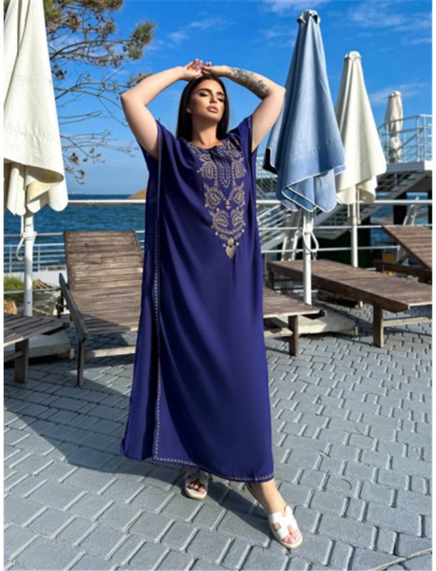 Легка максі сукня-кафтан синя PLUS SIZE для відпочинку 937611111 Ghazel фото - Luxbikini