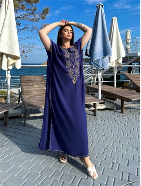 Легка максі сукня-кафтан синя PLUS SIZE для відпочинку 937611111 Ghazel фото - Luxbikini