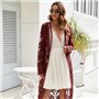 Рзкішна пляжна туніка з вишивкою в бордовому кольорі 329811111 Ghazel фото - Luxbikini