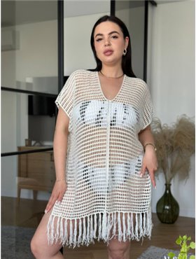 Пляжна туніка PLUS SIZE в сіточку 939711111 Ghazel фото - Luxbikini