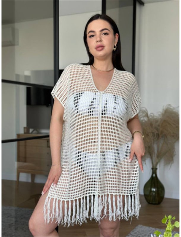 Пляжна туніка PLUS SIZE в сіточку 939711111 Ghazel фото - Luxbikini