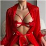 Червоний прозорий еротичний халат з пірʼям 117661111 Ghazel фото - Luxbikini