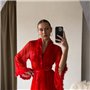 Червоний прозорий еротичний халат з пірʼям 117661111 Ghazel фото - Luxbikini