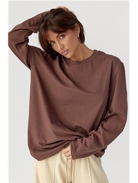Однотонний базовий лонг oversize - коричневий цвет, ONE SIZE (є розміри) 71877  фото - Luxbikini