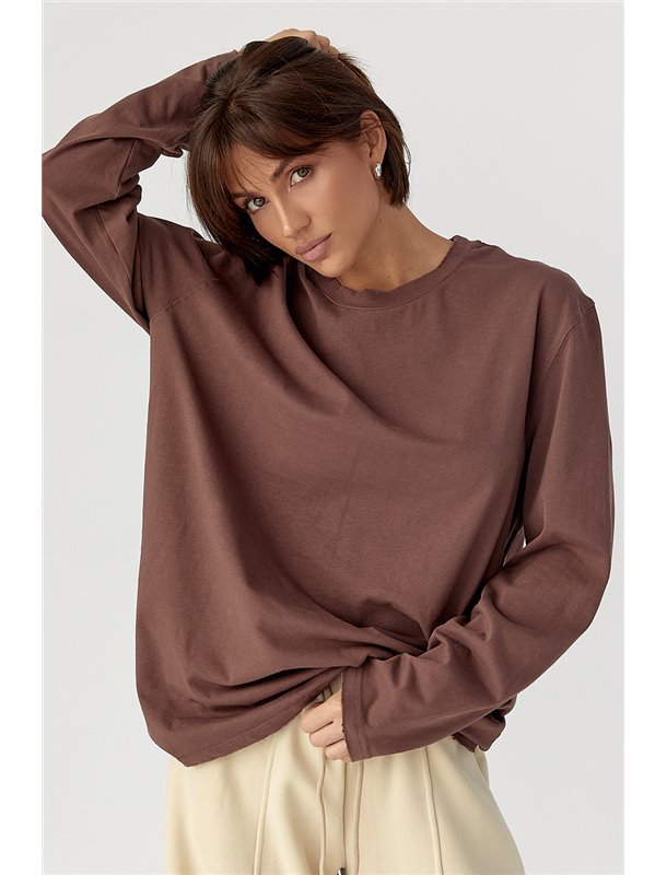 Однотонний базовий лонг oversize - коричневий цвет, ONE SIZE (є розміри) 71877 фото - Luxbikini