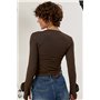 Однотонний лонг з трояндами на рукавах - коричневий цвет, ONE SIZE (є розміри) 136900  фото - Luxbikini