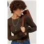 Однотонний лонг з трояндами на рукавах - коричневий цвет, ONE SIZE (є розміри) 136900  фото - Luxbikini