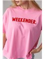 Трикотажная футболка с надписью Weekender - розовый цвет, L (есть размеры)