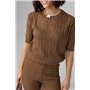 Жіночий костюм з ажурної в'язки - коричневий цвет, ONE SIZE (є розміри) 023128  фото - Luxbikini