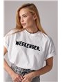 Трикотажная футболка с надписью Weekender - розовый цвет, L (есть размеры)