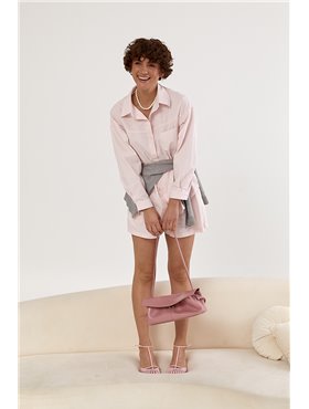Костюм із сорочки та шортів із в'язаною накидкою - пудра цвет, ONE SIZE (є розміри) 6161  фото - Luxbikini