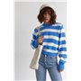 В'язаний джемпер oversize в смужку - синій цвет, S (є розміри) 01026  фото - Luxbikini