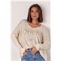В'язаний жіночий пуловер з написом Boheme - молочний цвет, ONE SIZE (є розміри) 241083  фото - Luxbikini