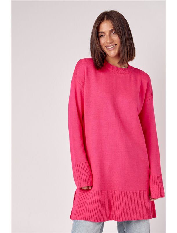 Жіноча в'язана туніка oversize із розрізами з боків - фуксія цвет, ONE SIZE (є розміри) 0270 фото - Luxbikini