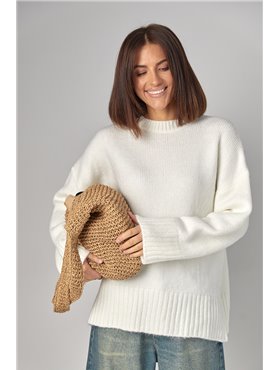 Жіноча в'язана кофта oversize - молочний цвет, ONE SIZE (є розміри) 4470  фото - Luxbikini