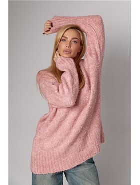 Жіночий подовжений в'язаний джемпер oversize - пудра цвет, ONE SIZE (є розміри) 45311  фото - Luxbikini