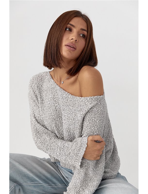 Кофта-павутинка із букле - сірий цвет, ONE SIZE (є розміри) 6337  фото - Luxbikini