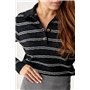 Кофта-поло на ґудзиках у косичку - чорний цвет, ONE SIZE (є розміри) 12213  фото - Luxbikini