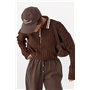 В'язана кофта-поло в широкий рубчик - коричневий цвет, ONE SIZE (є розміри) 8657  фото - Luxbikini