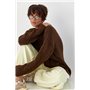 Вільна в'язана кофта в косички - коричневий цвет, ONE SIZE (є розміри) 257031  фото - Luxbikini