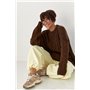 Вільна в'язана кофта в косички - коричневий цвет, ONE SIZE (є розміри) 257031  фото - Luxbikini