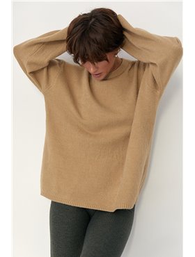 В'язана однотонна кофта з широкими рукавами - світло-коричневий цвет, ONE SIZE (є розміри) 21570  фото - Luxbikini