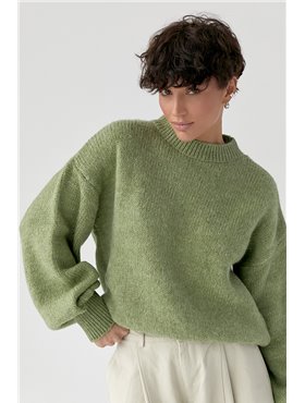 В'язана кофта з рукавами-ліхтариками - зелений цвет, ONE SIZE (є розміри) 2604  фото - Luxbikini