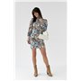 Сукня з квітковим принтом та рюшами hot fashion - блакитний цвет, L (є розміри) 23267 hot fashion фото - Luxbikini