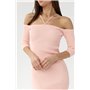 Приталена сукня з відкритими плечима - пудра цвет, ONE SIZE (є розміри) 1055  фото - Luxbikini