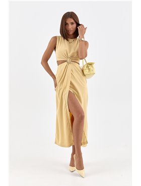 Сукня міді з вирізами на талії - жовтий цвет, L (є розміри) 251070  фото - Luxbikini
