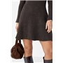 Жіноча в'язана коротка сукня в рубчик - чорний цвет, ONE SIZE (є розміри) 9038  фото - Luxbikini