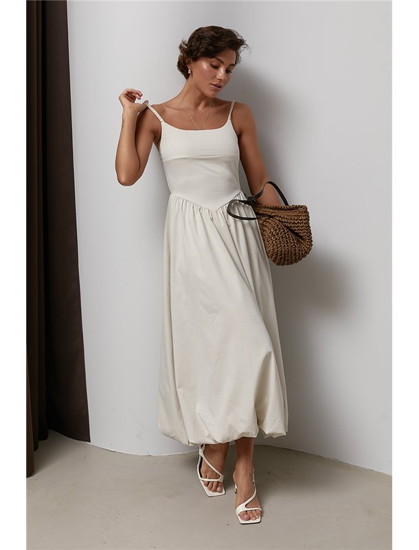 Однотонна сукня міді на бретелях - бежевий цвет, ONE SIZE (є розміри) 66001 фото - Luxbikini