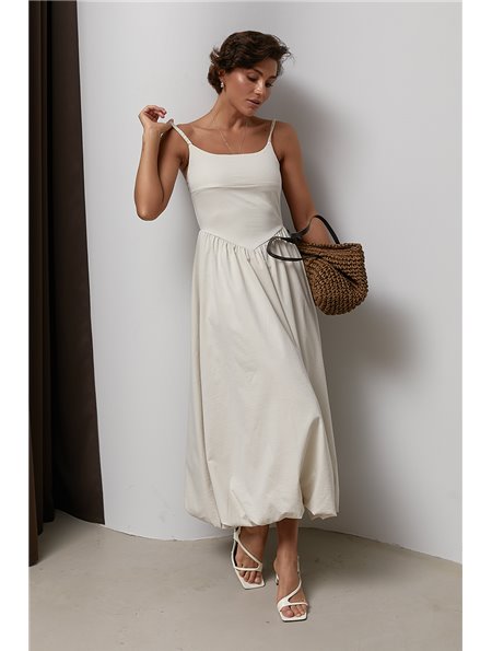Однотонна сукня міді на бретелях - бежевий цвет, ONE SIZE (є розміри) 66001  фото - Luxbikini