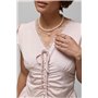 Коротка кльошна сукня з мереживом - бежевий цвет, ONE SIZE (є розміри) 66067  фото - Luxbikini